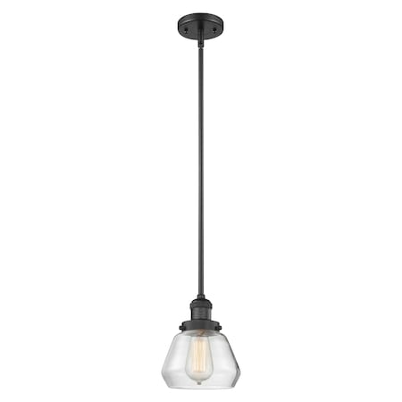 Fulton Vintage Dimmable Led 7 Black Mini Pendant, Clear Glass, Solid Brass Hang Straight Swivel